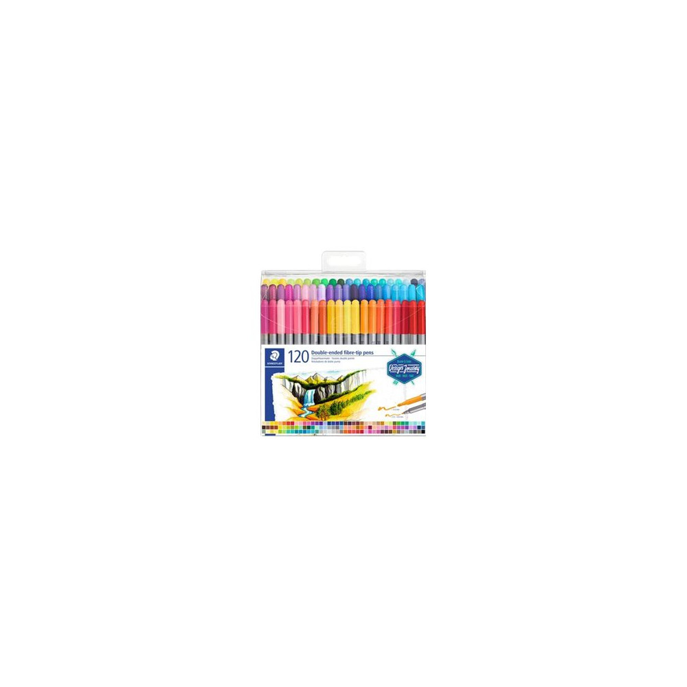 Produktbild för STAEDTLER - fiberspetspenna med två spetsar - blandfärger (paket om 120)
