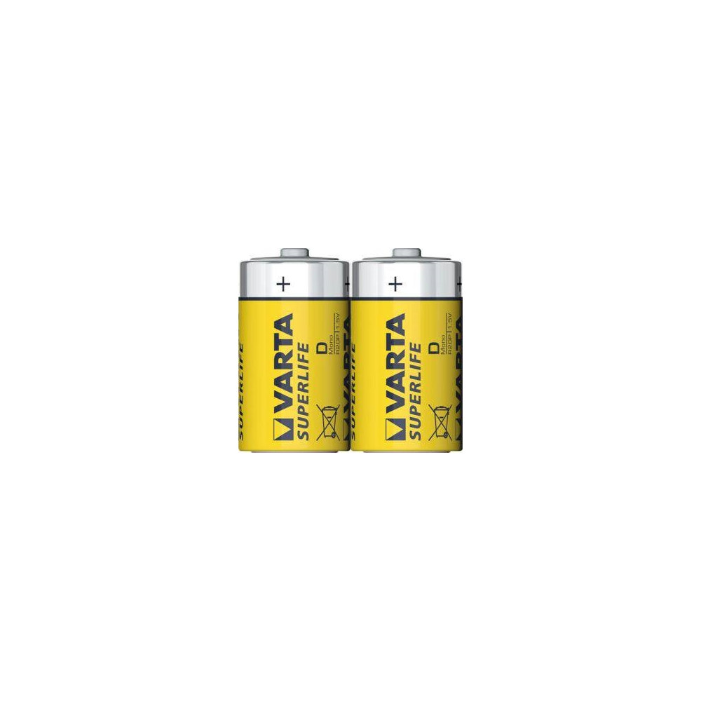 Produktbild för Varta R20 D, D, Zink-Kol, 1,5 V, 2 styck, Multifärg, 61,5 mm