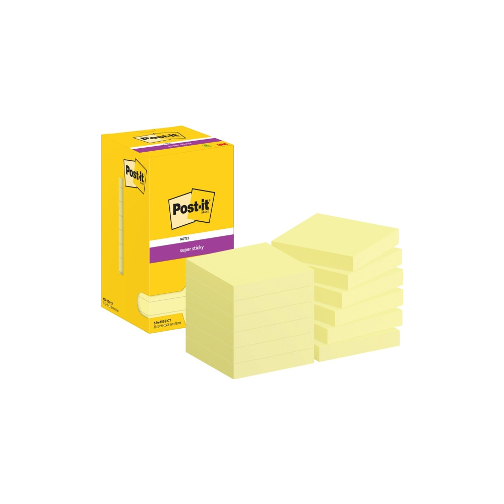 Produktbild för Post-it Super Sticky Notes, ultragul, 76 mm x 76 mm, pakke a...