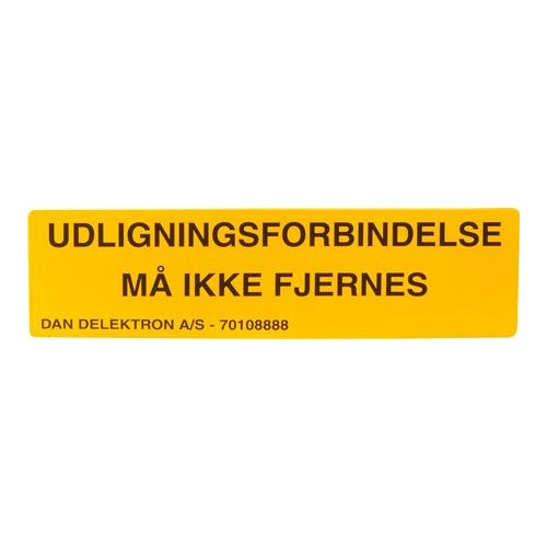 DAN-DELEKTRON Skylt 28x100mm med självhäftning — Utjämningsanslutning får...