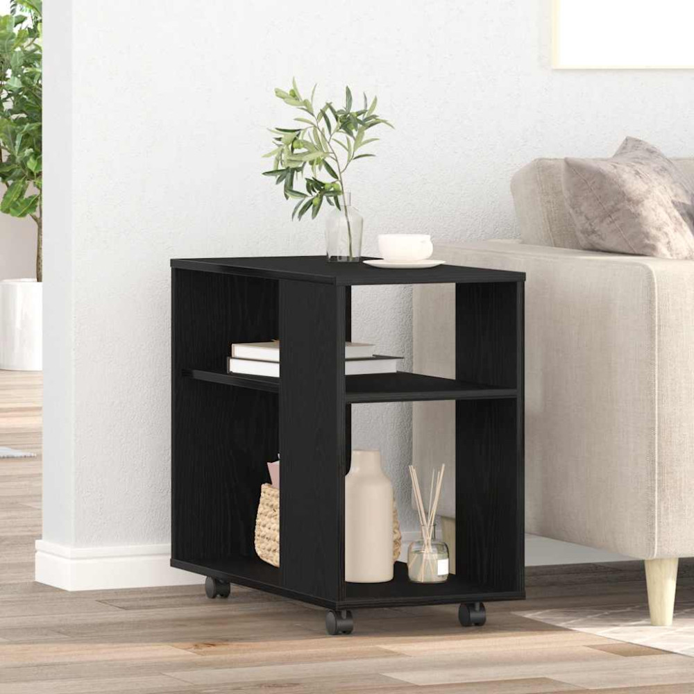 Produktbild för Sidobord svart ek 70x35x60 cm konstruerat trä