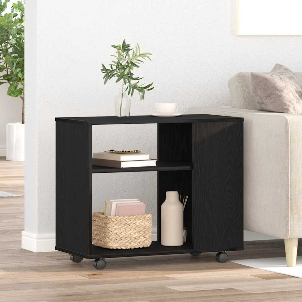 Produktbild för Sidobord svart ek 70x35x60 cm konstruerat trä
