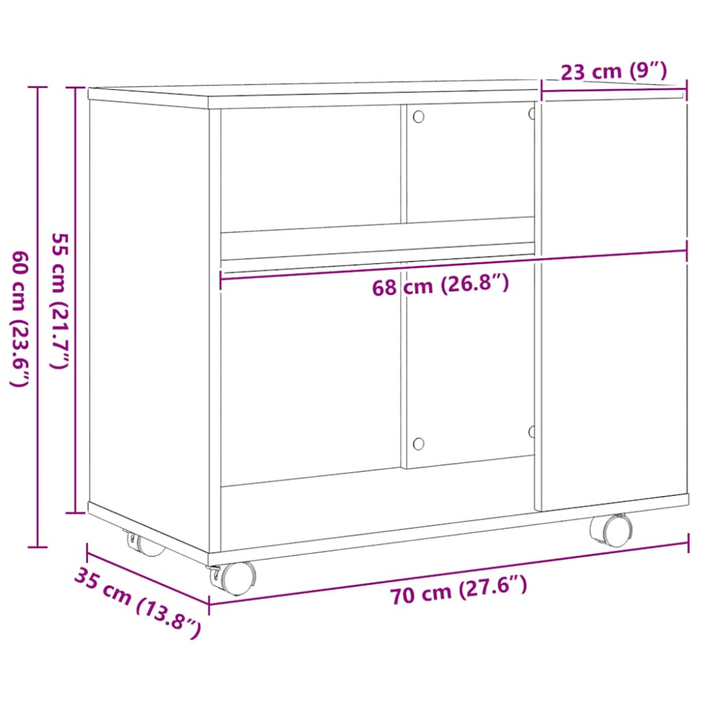 Produktbild för Sidobord svart ek 70x35x60 cm konstruerat trä