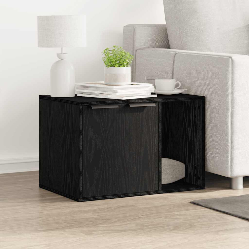Produktbild för Kattlåda svart ek 60x40x40 cm konstruerat trä