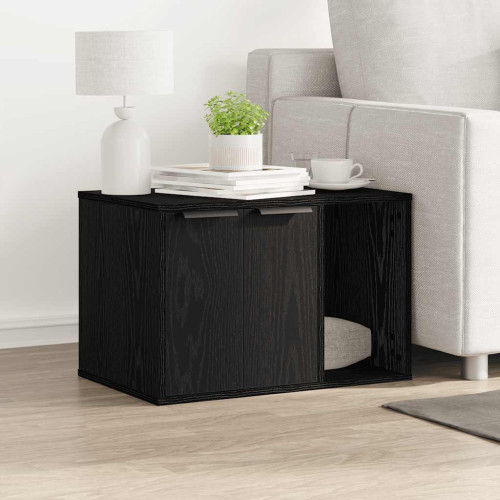 vidaXL Kattlåda svart ek 60x40x40 cm konstruerat trä