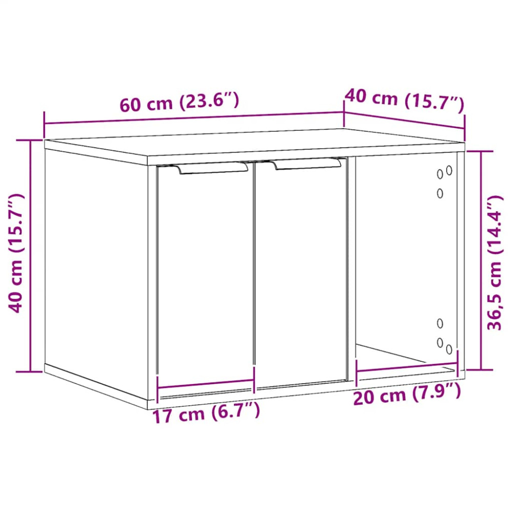 Produktbild för Kattlåda svart ek 60x40x40 cm konstruerat trä