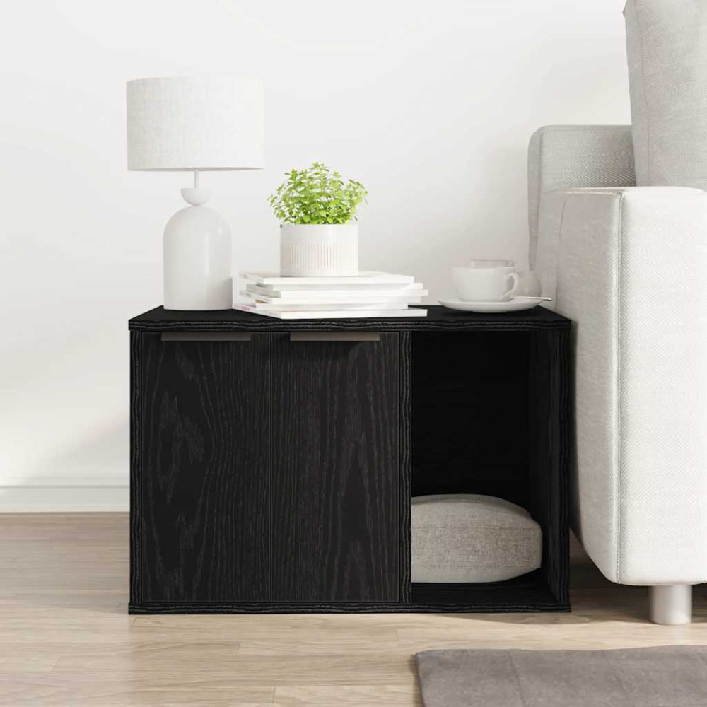 Produktbild för Kattlåda svart ek 60x40x40 cm konstruerat trä