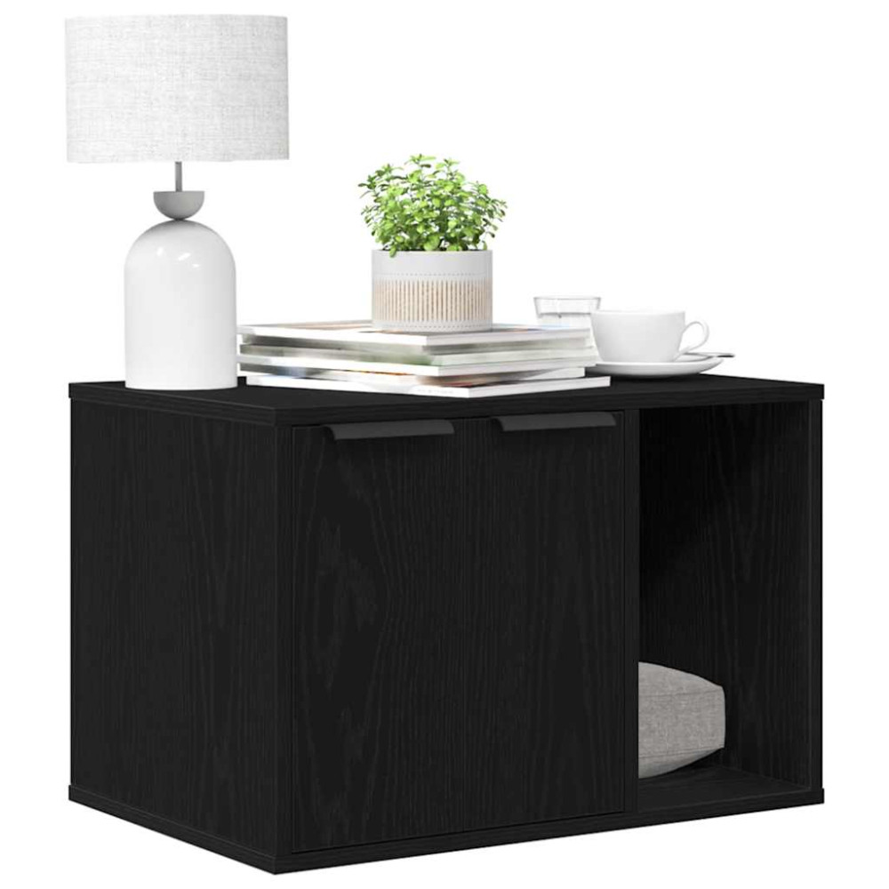 Produktbild för Kattlåda svart ek 60x40x40 cm konstruerat trä
