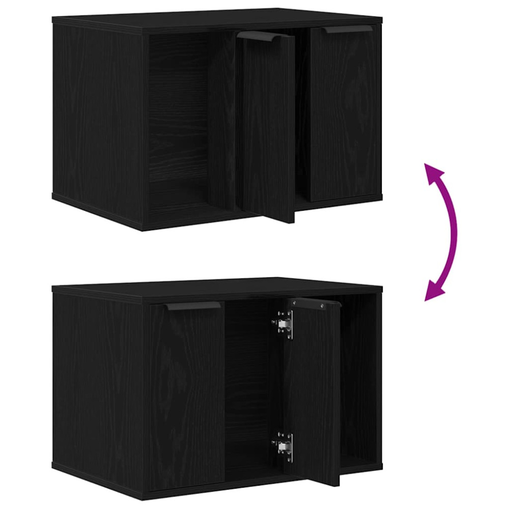 Produktbild för Kattlåda svart ek 60x40x40 cm konstruerat trä