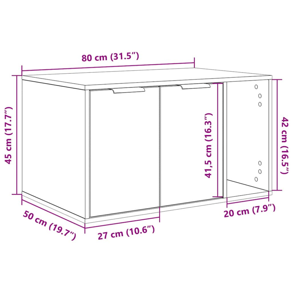 Produktbild för Kattlåda svart ek 80x50x45 cm konstruerat trä