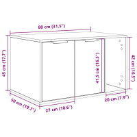 Produktbild för Kattlåda svart ek 80x50x45 cm konstruerat trä
