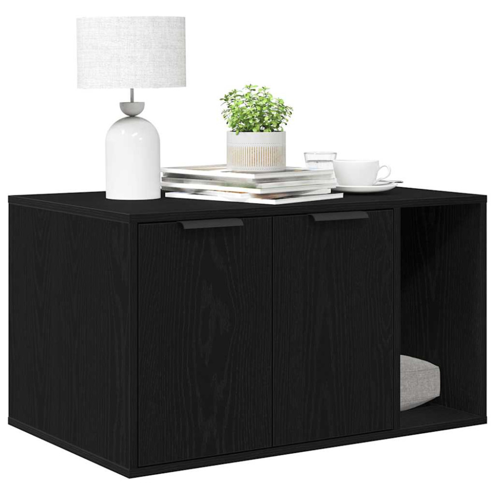 Produktbild för Kattlåda svart ek 80x50x45 cm konstruerat trä