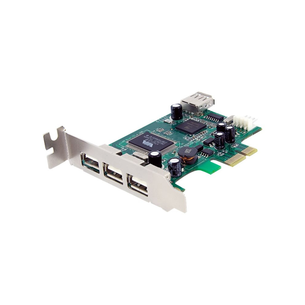 Produktbild för StarTech.com 4 Port PCI Express Low Profile High Speed USB Card - PCIe USB 2.0 Card - PCI-E USB 2.0 Card (PEXUSB4DP) - USB-adapter - PCI Express x1 - 4 portar