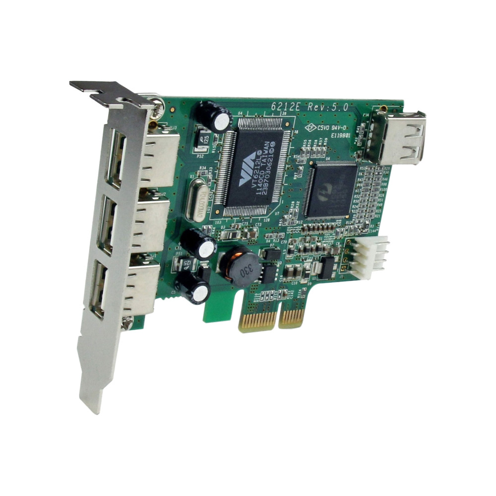 Produktbild för StarTech.com 4 Port PCI Express Low Profile High Speed USB Card - PCIe USB 2.0 Card - PCI-E USB 2.0 Card (PEXUSB4DP) - USB-adapter - PCI Express x1 - 4 portar