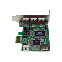 Produktbild för StarTech.com 4 Port PCI Express Low Profile High Speed USB Card - PCIe USB 2.0 Card - PCI-E USB 2.0 Card (PEXUSB4DP) - USB-adapter - PCI Express x1 - 4 portar