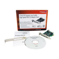 Produktbild för StarTech.com 4 Port PCI Express Low Profile High Speed USB Card - PCIe USB 2.0 Card - PCI-E USB 2.0 Card (PEXUSB4DP) - USB-adapter - PCI Express x1 - 4 portar