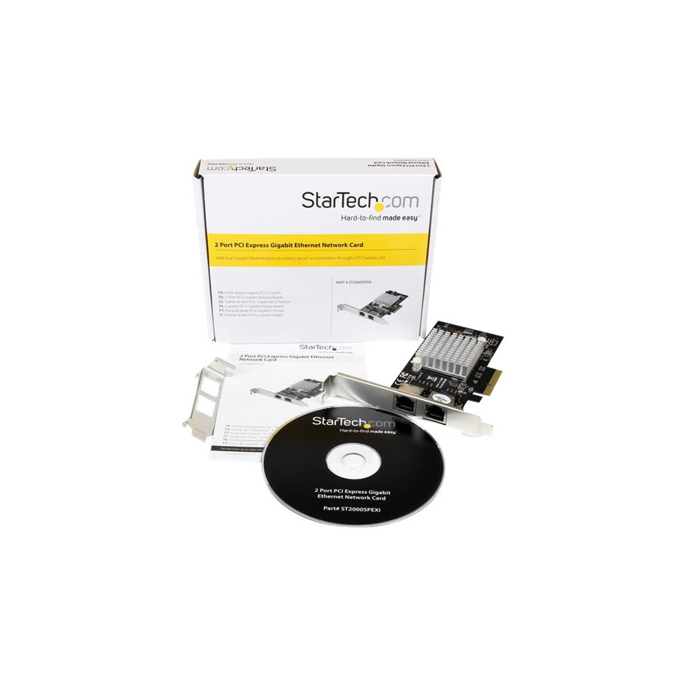Produktbild för Startech Dual Port PCI Express (PCIe x4) Gigabit Ethernet Server Adapter - 2 Port Network Card - Intel i350 NIC - GbE Network Card (ST2000SPEXI) - nätverksadapter - PCIe 2.1 x4 - Gigabit Ethernet x 2