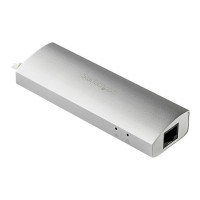 Produktbild för Startech Bärbar USB 3.0-hubb med 3 portar plus Gigabit Ethernet - inbyggd kabel - hubb - 3 portar