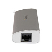 Produktbild för Startech Bärbar USB 3.0-hubb med 3 portar plus Gigabit Ethernet - inbyggd kabel - hubb - 3 portar