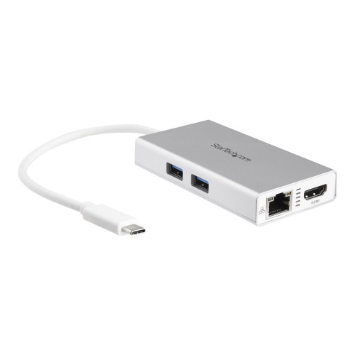StarTech.com StarTech.com USB-C-multiportadapter med 4K HDMI - 2 USB-A-portar - 60 W PD - Silver och vit - dockningsstation - USB-C / Thunderbolt 3 - HDMI - 1GbE - TAA-kompatibel