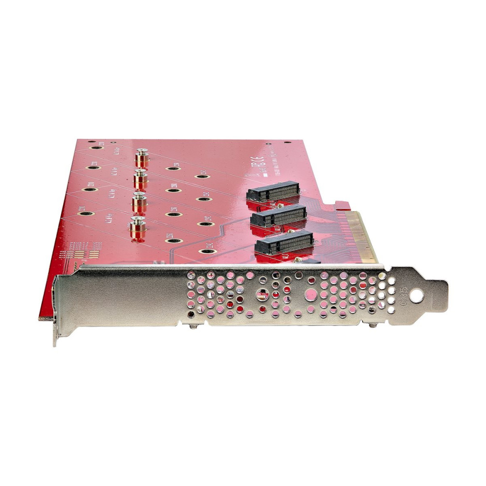Produktbild för StarTech.com Quad M.2 PCIe Adapter Card, x16 Quad NVMe or AHCI M.2 SSD to PCI Express 4.0, Up to 7.8GBps/Drive, For 2242/2260/2280/22110mm PCIe M-Key M2 SSDs, Bifurcation Required - PC/Linux Compatible (QUAD-M2-PCIE-CARD-B) - gränssnittsadapter - M.2 Card