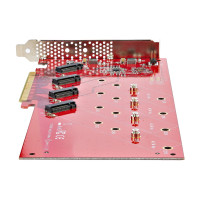 Produktbild för StarTech.com Quad M.2 PCIe Adapter Card, x16 Quad NVMe or AHCI M.2 SSD to PCI Express 4.0, Up to 7.8GBps/Drive, For 2242/2260/2280/22110mm PCIe M-Key M2 SSDs, Bifurcation Required - PC/Linux Compatible (QUAD-M2-PCIE-CARD-B) - gränssnittsadapter - M.2 Card