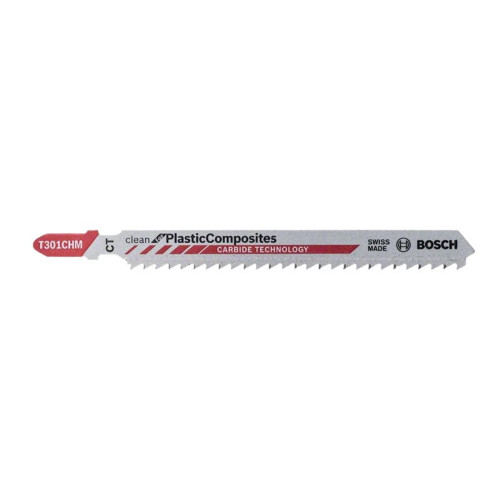 Bosch Powertools Bosch clean for Plastic Composites T 301 CHM - sågblad - för plast, profiler, kolfiberförstärkt polymer, abrasive plastic composite, solid bar - 3 delar