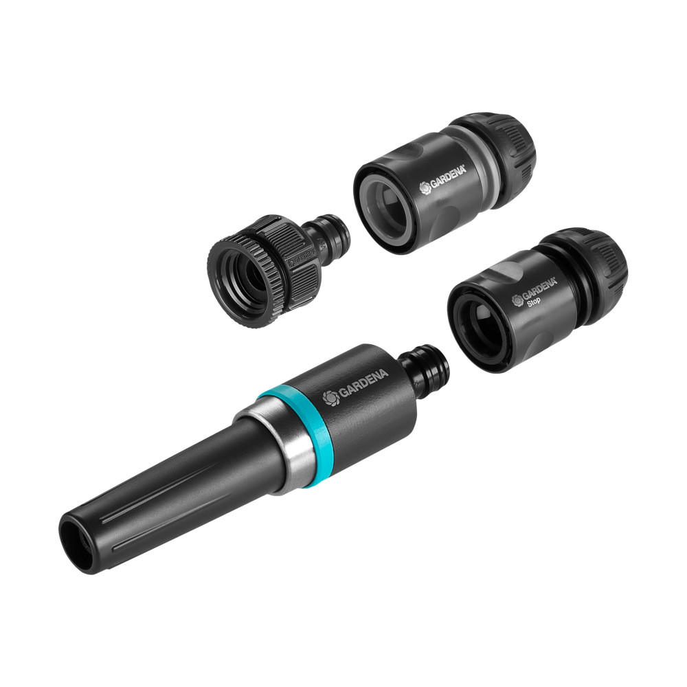 Produktbild för Gardena EcoLine - uppsättning med sprutmunstycke och kopplingar - lämplig för 13 mm (1/2") och 15 mm (5/8") slangar, 26,5 mm (3/4") kranar, 21 mm (1/2") gängor