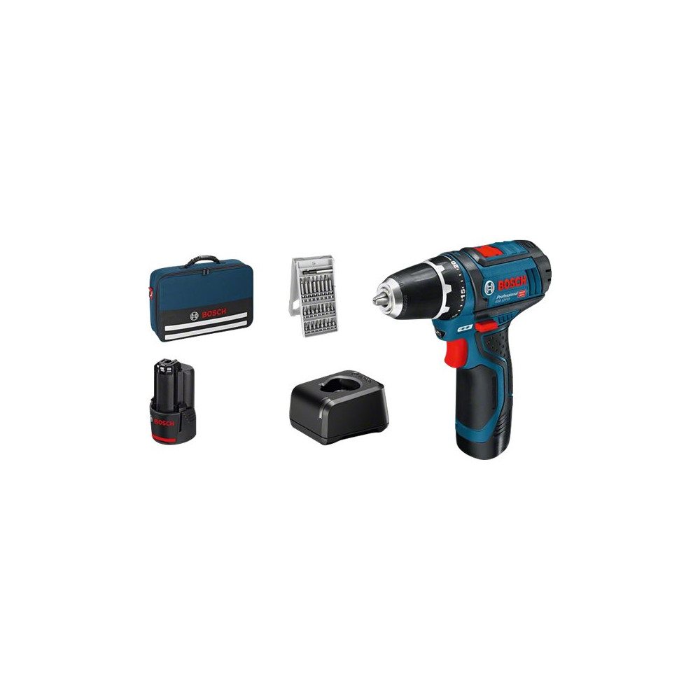 Produktbild för Bosch GSR Professional 12V-15 - borr/drivare - sladdlös - 2 hastigheter - 2 batterier