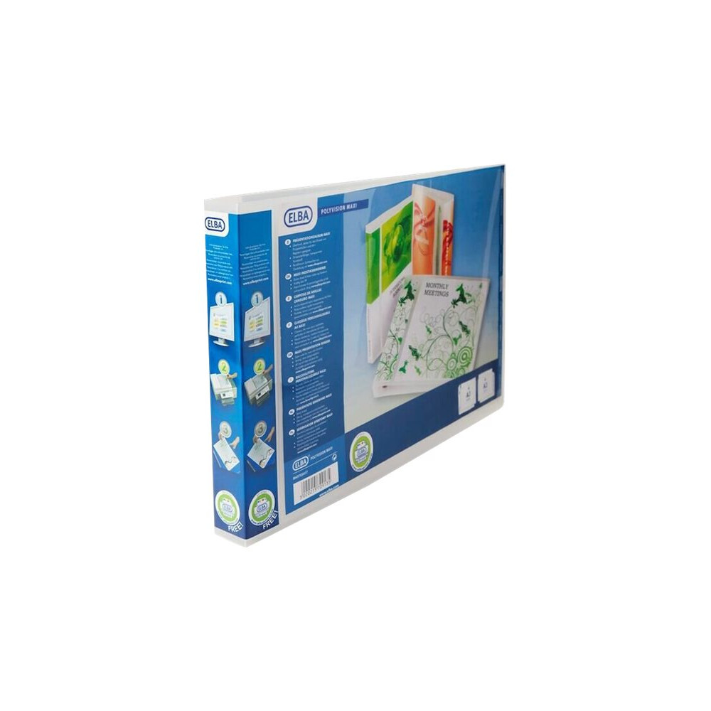 Produktbild för ELBA Polyvision maxi - presentationsringpärm - för A3 - kapacitet: 240 ark - transparent