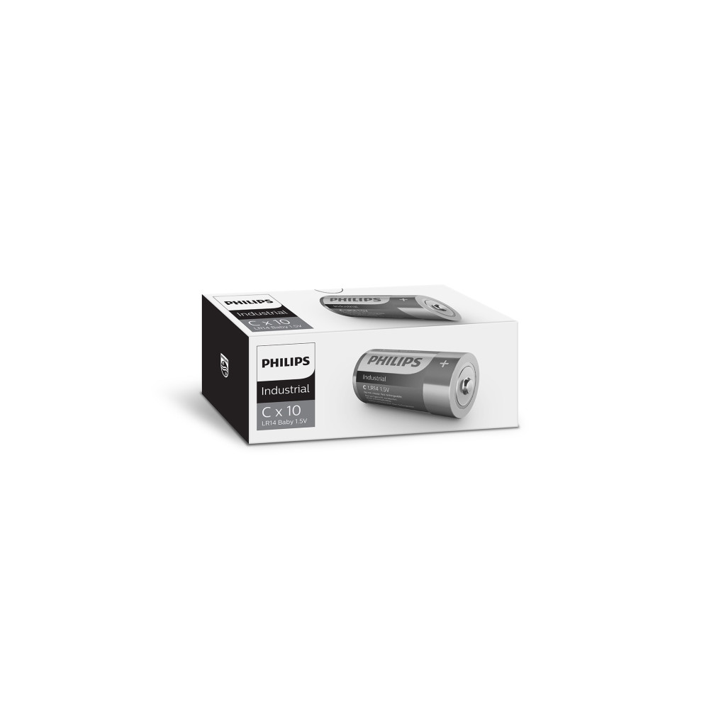 Produktbild för PHILIPS industrial alkaline C-batteri, 10-pack