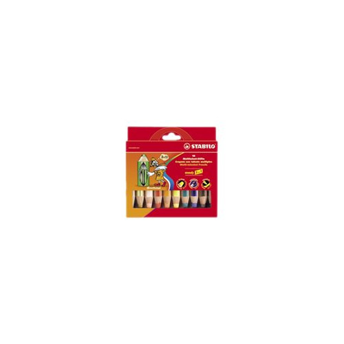 STABILO STABILO woody 3 in 1 - färgpenna - svart, gul, orange, brun, silver, ultramarin, gyllene, STABILO-red, hudrosa, mörkröd - 10 delar (paket om 5)