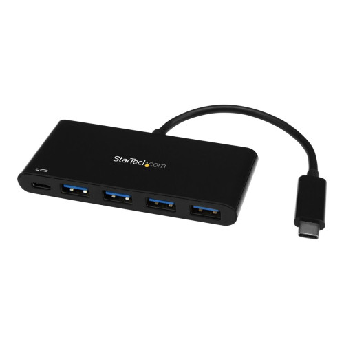 StarTech.com StarTech.com 4-ports USB C-hubb med 4 USB Type-A-portar (USB 3.0 SuperSpeed 5 Gbps) - 60 W strömförsörjning pass-through-laddning - USB 3.1 Gen 1/USB 3.2 Gen 1 hubbadapter för bärbar dator - MacBook, Dell - hubb - 4 portar