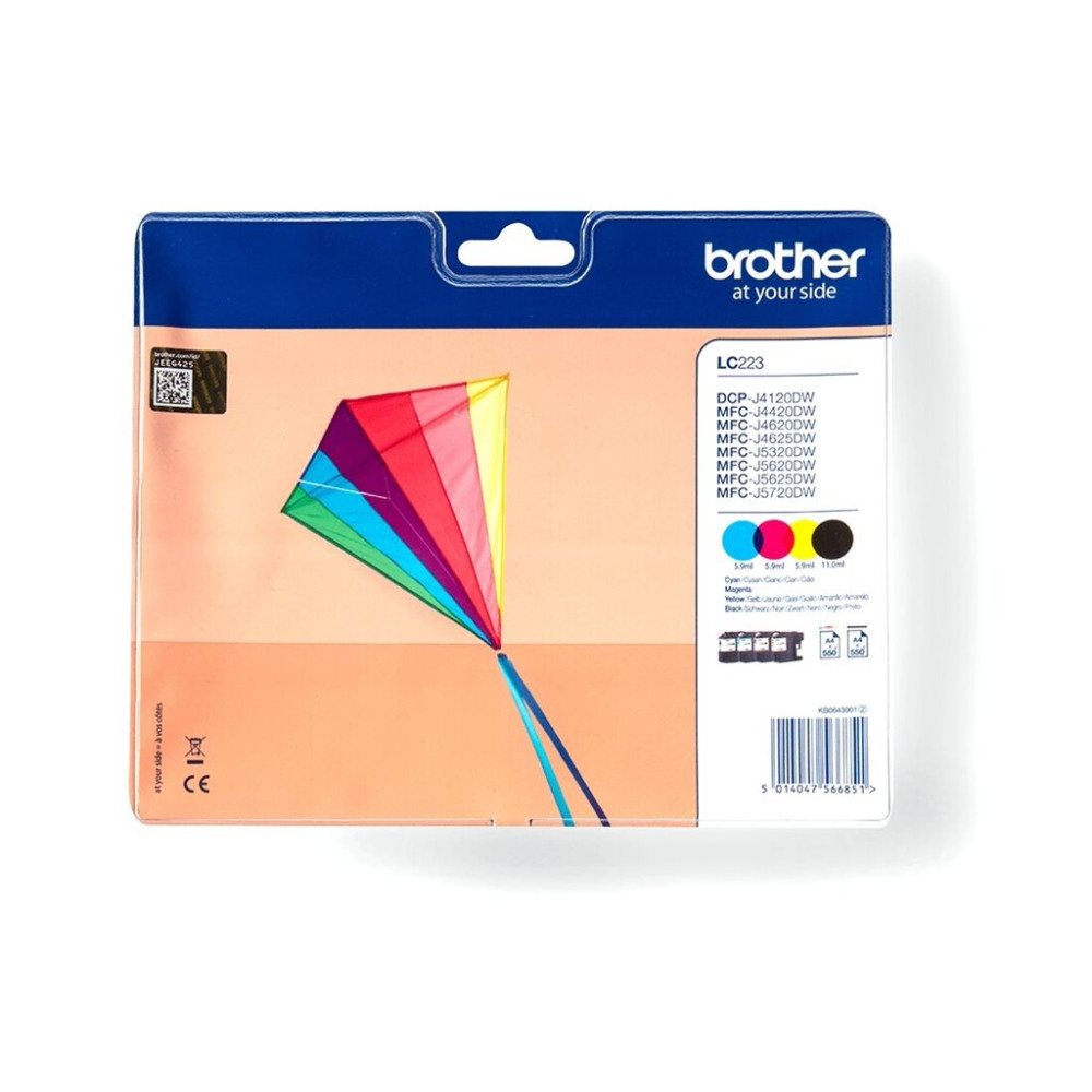 Produktbild för Brother LC223 - 4-pack - svart, gul, cyan, magenta - original - bläckpatron