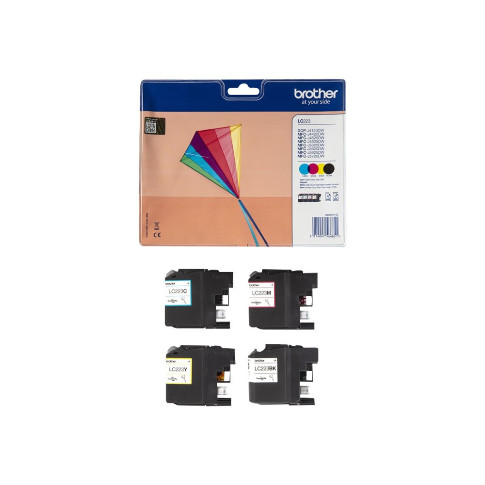 Produktbild för Brother LC223 - 4-pack - svart, gul, cyan, magenta - original - bläckpatron