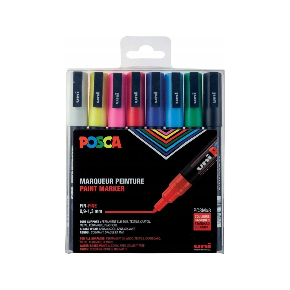 Produktbild för Paintmarker, Uni-Ball POSCA PC-3M, 0,9-1,3 mm, ass. farver,...