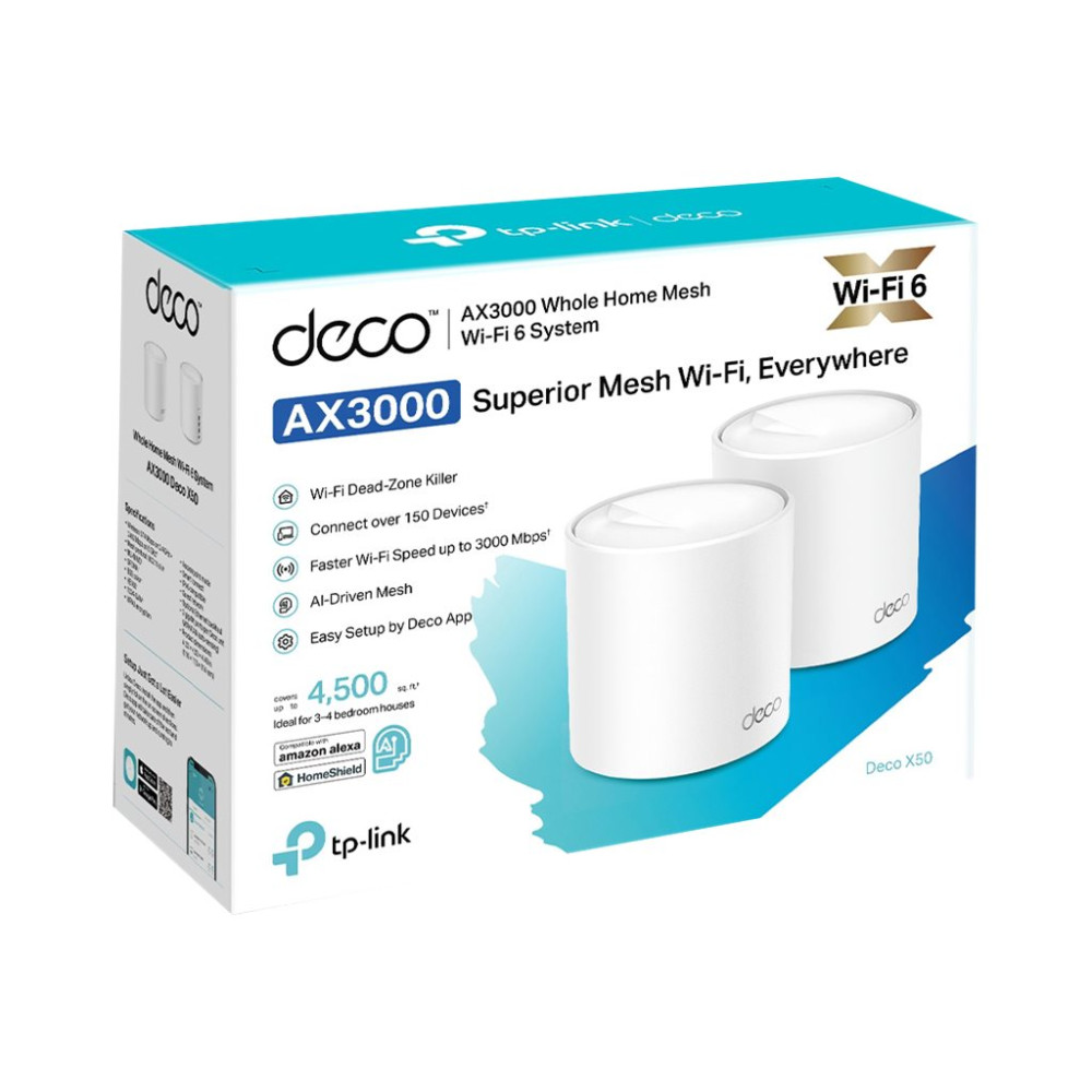 Produktbild för TP-Link Deco X50 - Wifi-system - Wi-Fi 6 - skrivbordsmodell
