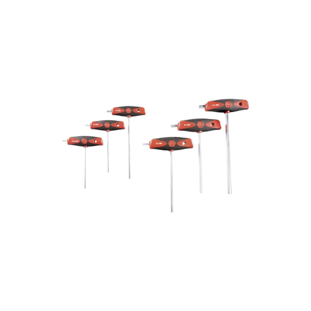 Produktbild för Wiha 334DS K6, Insexnyckel med T-handtag, Metrisk, 6 styck,...