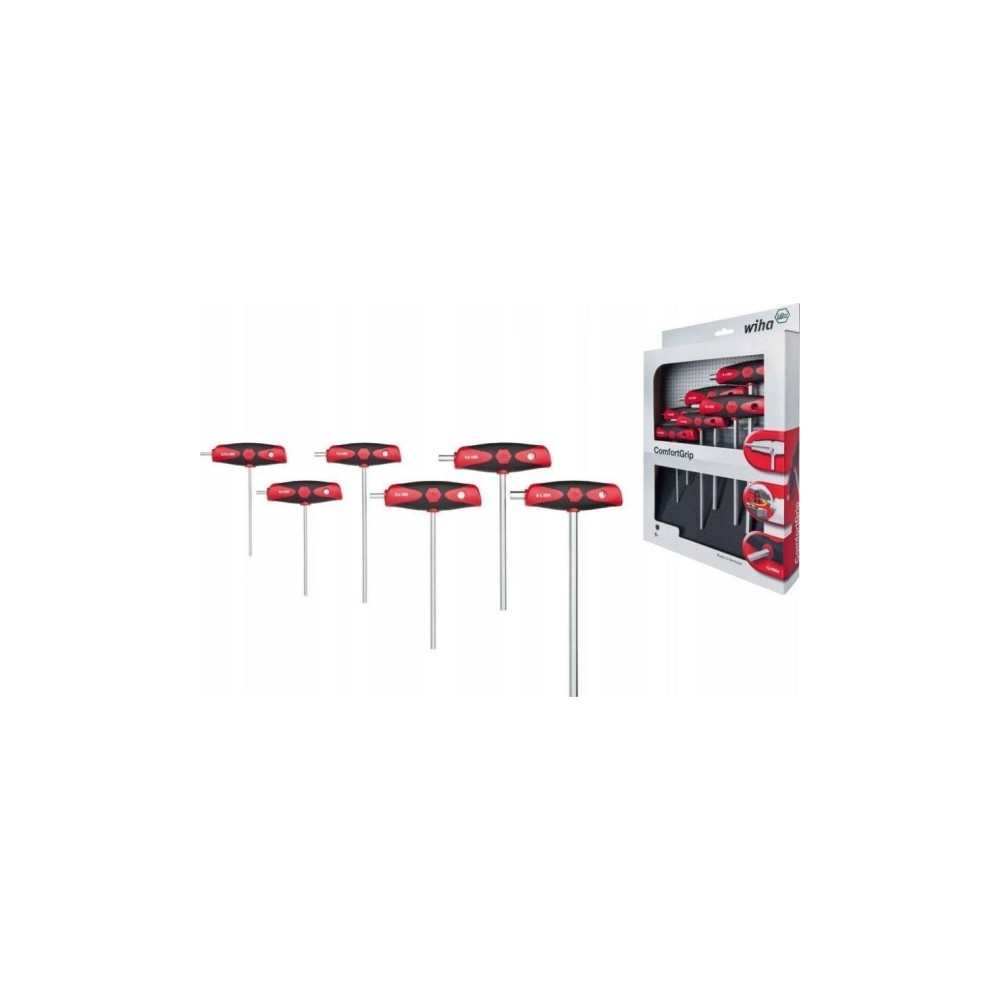 Produktbild för Wiha 334DS K6, Insexnyckel med T-handtag, Metrisk, 6 styck,...