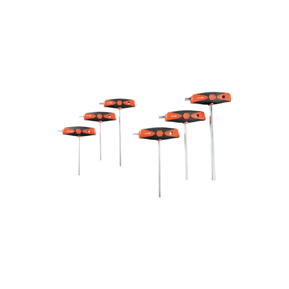 Produktbild för Wiha 334DS K6, Insexnyckel med T-handtag, Metrisk, 6 styck,...