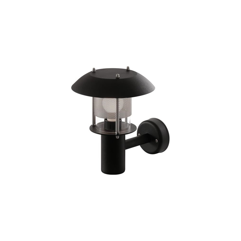 Produktbild för DeKANON vägglampa, svart RAL 9005, E27 sockel, klass I, IP44...