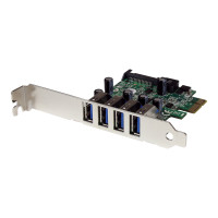 Produktbild för Startech PCI Express PCIe SuperSpeed USB 3.0-kontrollerkortadapter med 4 portar och UASP - SATA-ström - USB-adapter - PCI Express x1 - USB 3.0 x 4