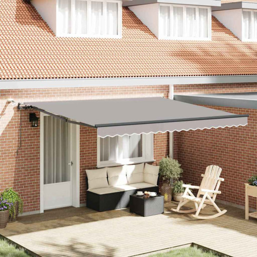vidaXL Utdragbar markis Ljusgrå 400 × 350 cm Polyester