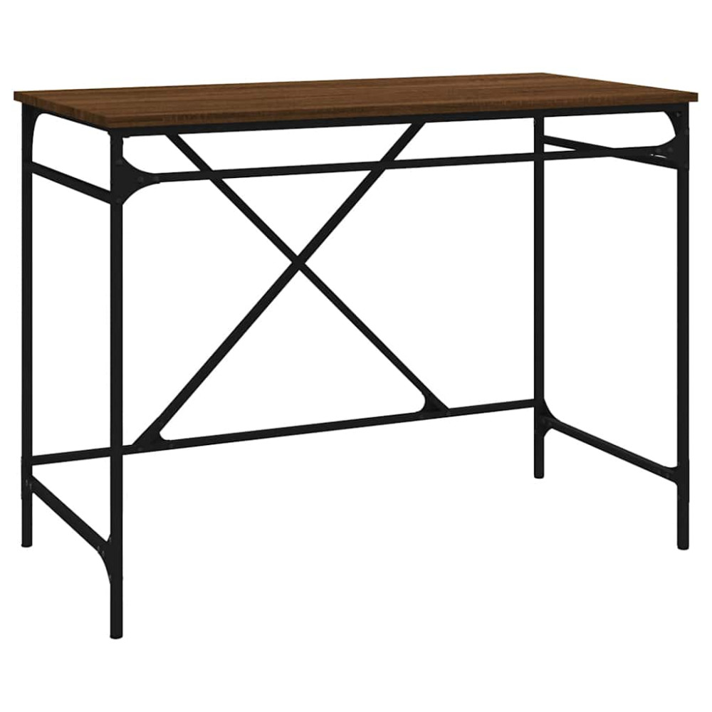 Produktbild för Skrivbord brun ek 100x50x75 cm konstruerat trä och järn