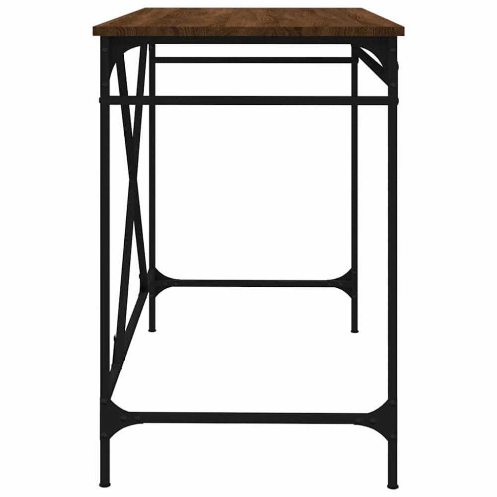 Produktbild för Skrivbord brun ek 100x50x75 cm konstruerat trä och järn