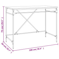 Produktbild för Skrivbord brun ek 100x50x75 cm konstruerat trä och järn