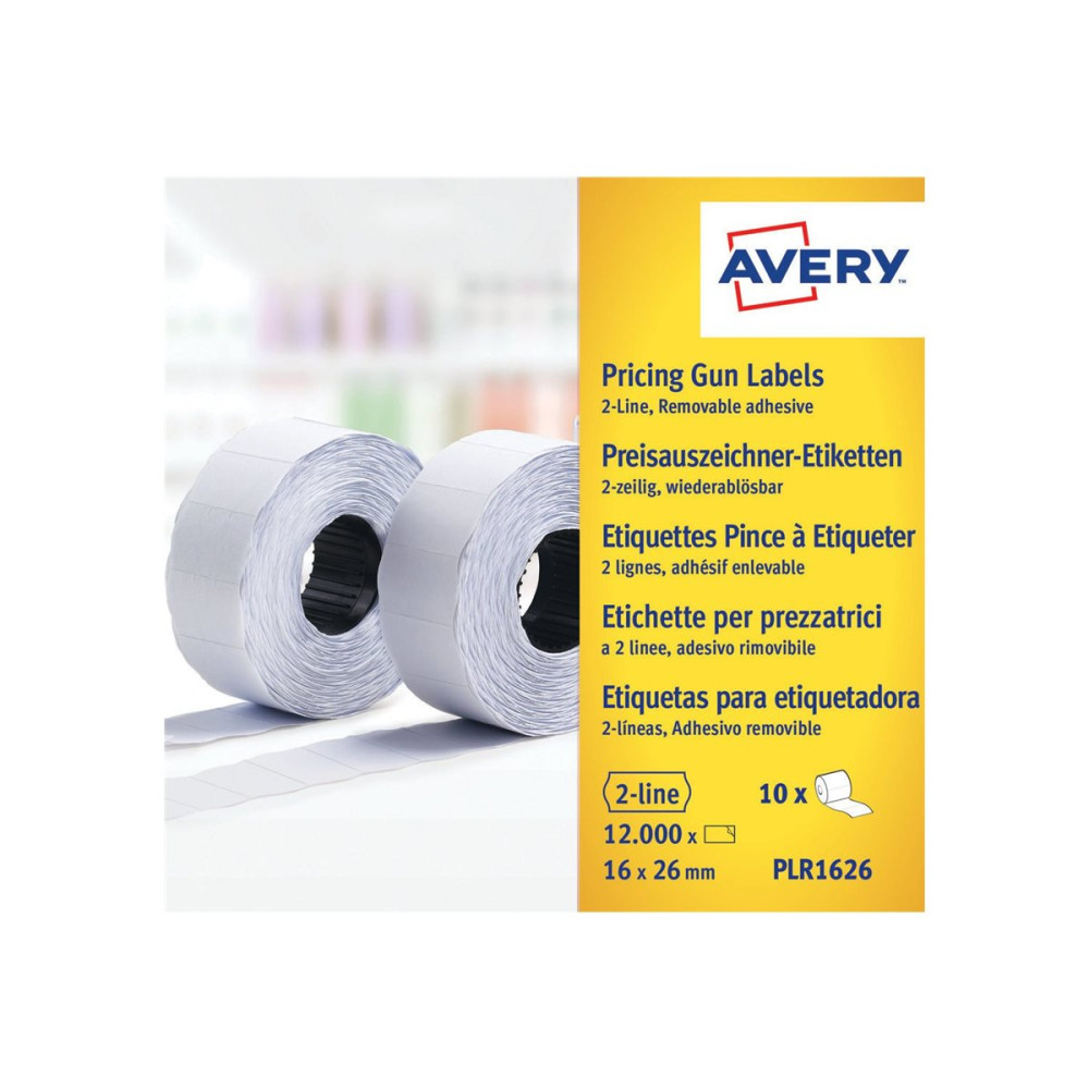 Produktbild för Avery PLR1626 - prismärkningsetiketter - 12000 etikett (er) - 26 x 16 mm