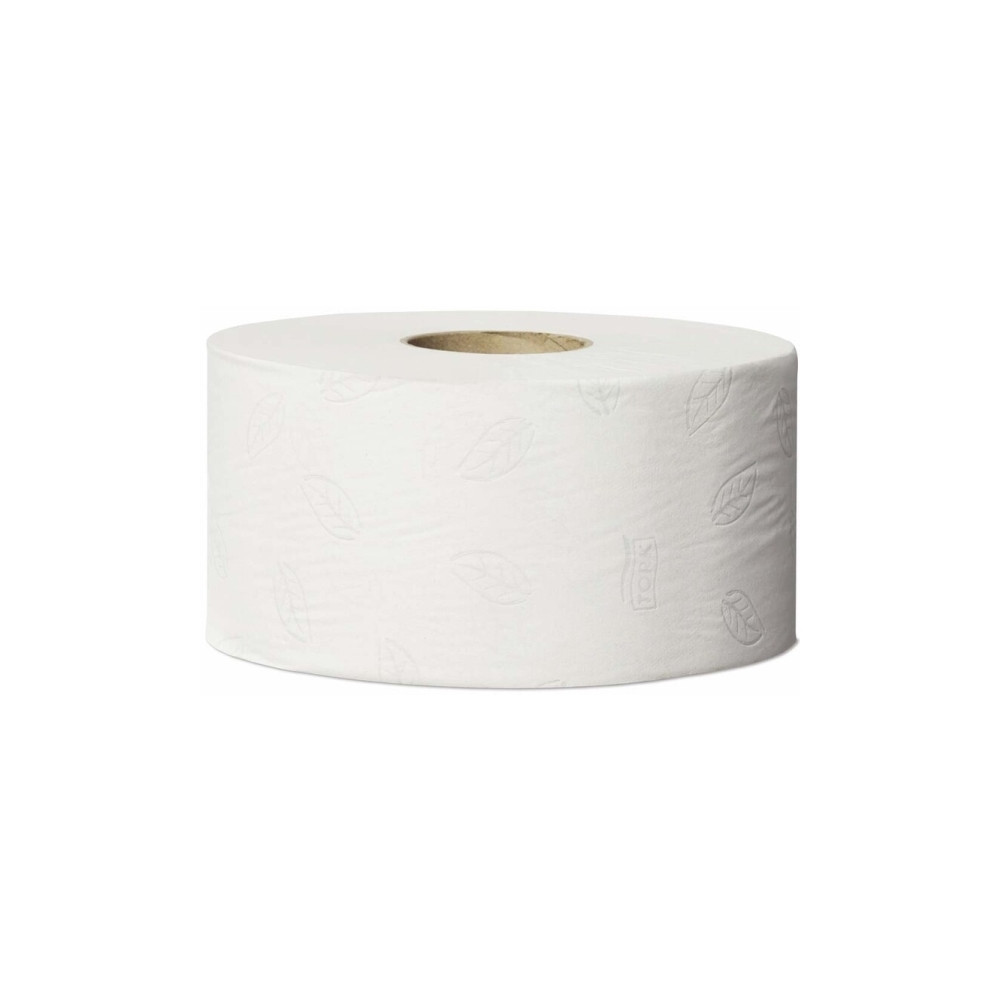 Produktbild för Tork Advanced T2 Mini Jumbo - toalettpapper - 850 ark - rulle - 170 m - vit med lövtryck