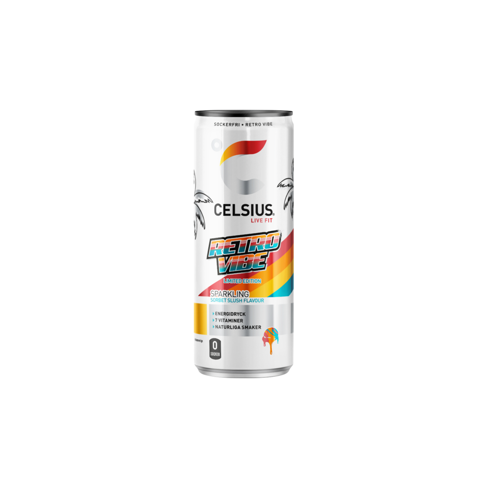 Produktbild för Celsius Retro Vibe Energidryck 35,5cl