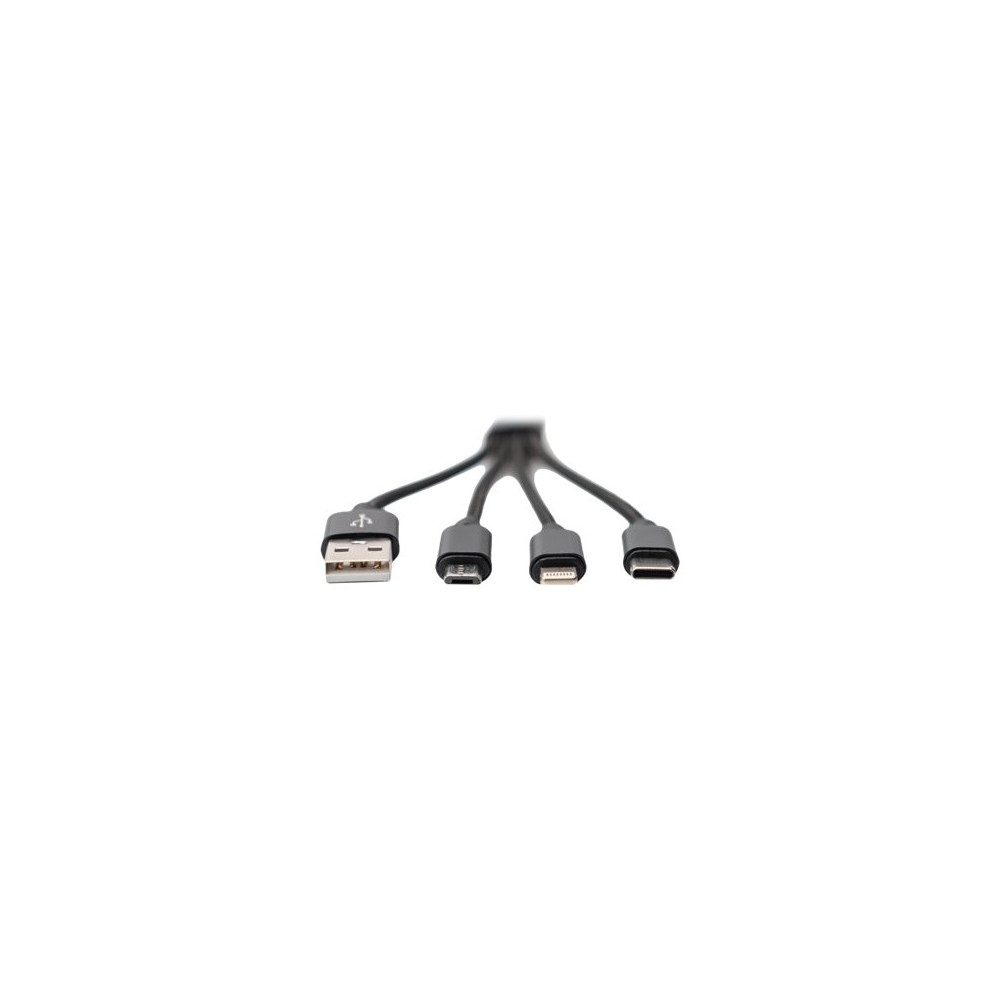 Produktbild för DIGITUS 3-in-1 Charger Cable - Lightning-kabel - Lightning / USB - 15 cm